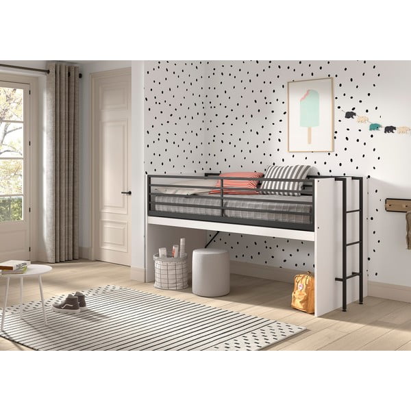 Letto da bambini rialzato bianco con rete inclusa 90x200 cm Sam – Vipack-image-1
