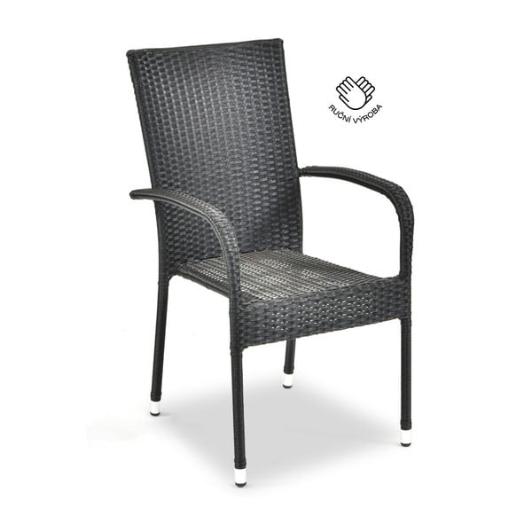 Sedia da giardino in rattan artificiale nero Paris - Bonami Essentials-image-2