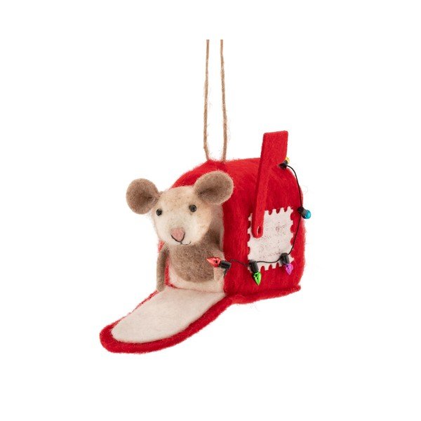Decorazione per albero di natale in tessuto 13 cm Mouse in Letter Box – Sass & Belle