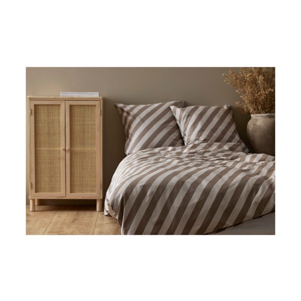 Biancheria da letto marrone in cotone organico sateen , 140 x 220 Diagonal - Södahl-image-2