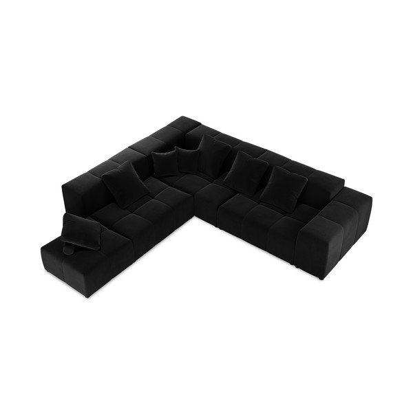 Divano angolare in velluto nero (variabile) Rome Velvet - Cosmopolitan Design-image-3