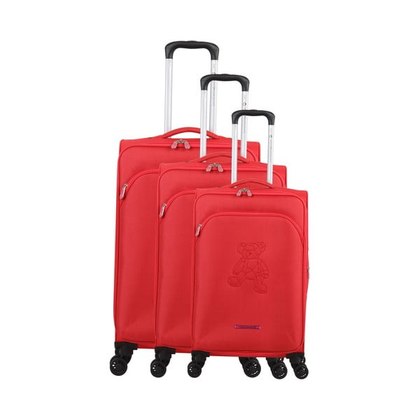 Set di 3 bagagli rossi su 4 ruote Lulucastagnette Emilia - LULUCASTAGNETTE
