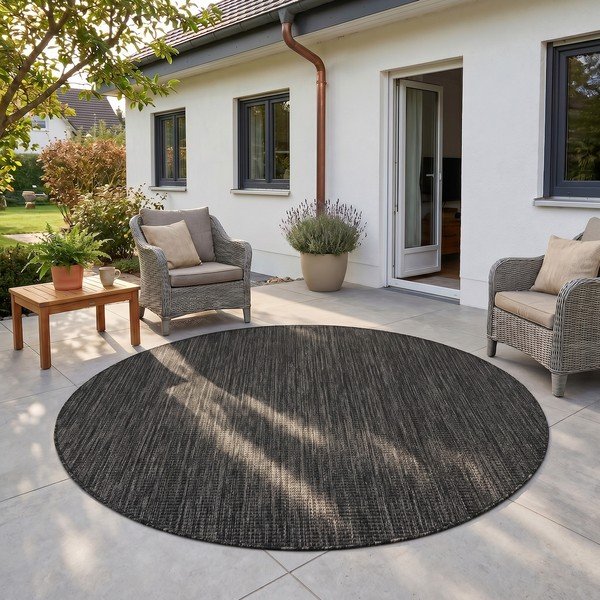 Tappeto da interno/esterno rotondo nero ø 160 cm Mira 1450 – Ayyildiz Carpets-image-1
