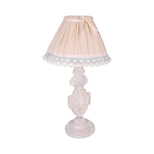 Lampada da tavolo rosa chiaro con paralume in tessuto (altezza 56 cm) - Antic Line