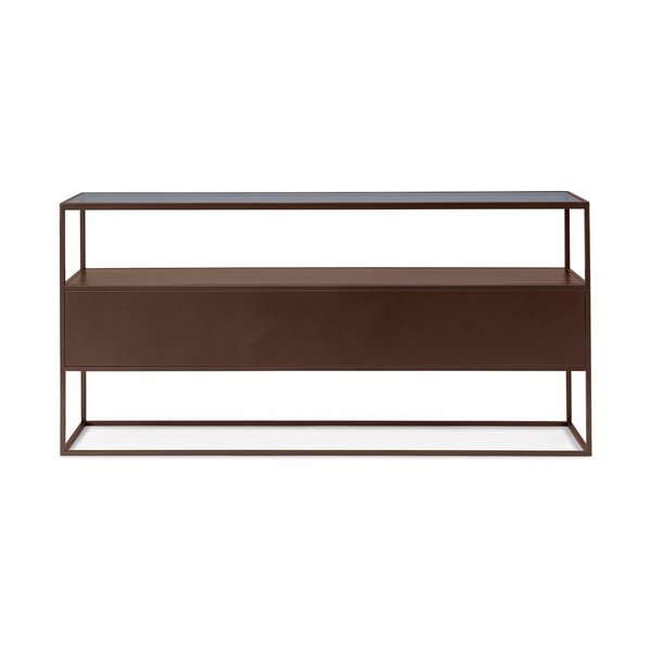 Tavolo consolle marrone scuro con piano in vetro 30x140 cm Godric – Bizzotto