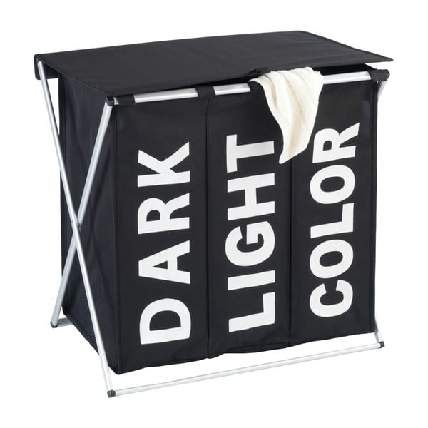 Cesto triplo per biancheria Black Trio, 118 l Corno - Wenko-image-1