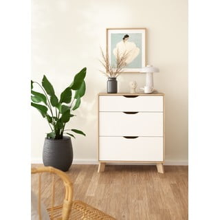 Cassettiera bianca e di colore naturale con effetto rovere 79x92x40 cm Ikast – Tvilum