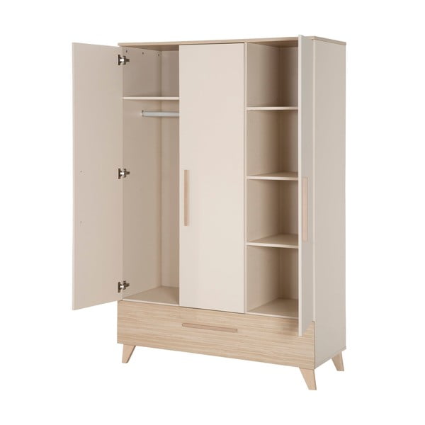 Armadio per bambini color crema/di colore naturale con effetto rovere 118x190x52 cm Sidney – Roba-image-3