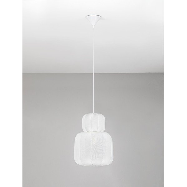 Lampadario bianco opaco in tessuto ø 28 cm Delina – Nova Luce-image-3