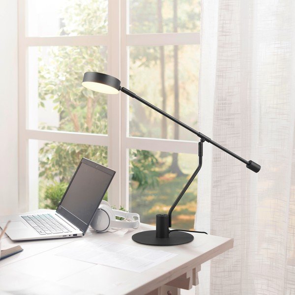 Lampada da tavolo LED nera opaca con struttura flessibile (altezza totale 64 cm) Manduro – Trio-image-1