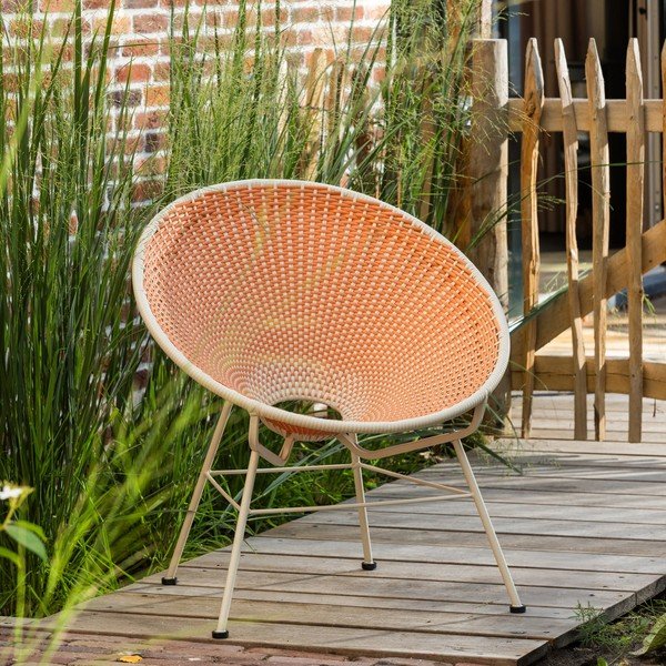 Poltrona da esterno arancione in rattan artificiale Kazoun – WOOOD-image-1