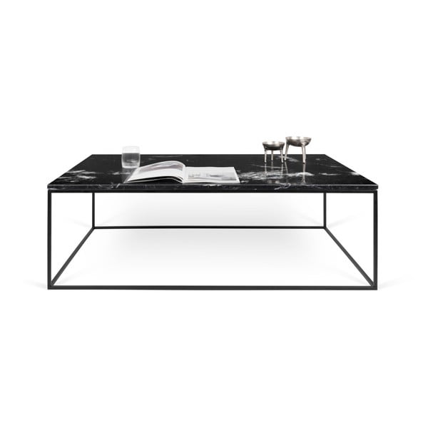 Tavolino in marmo nero con gambe nere Gleam, 120 x 75 cm - TemaHome-image-2