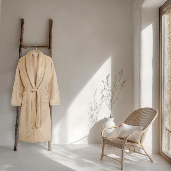 Accappatoio beige in micropile XL/XXL Polyvelvet – Good Morning-image-1