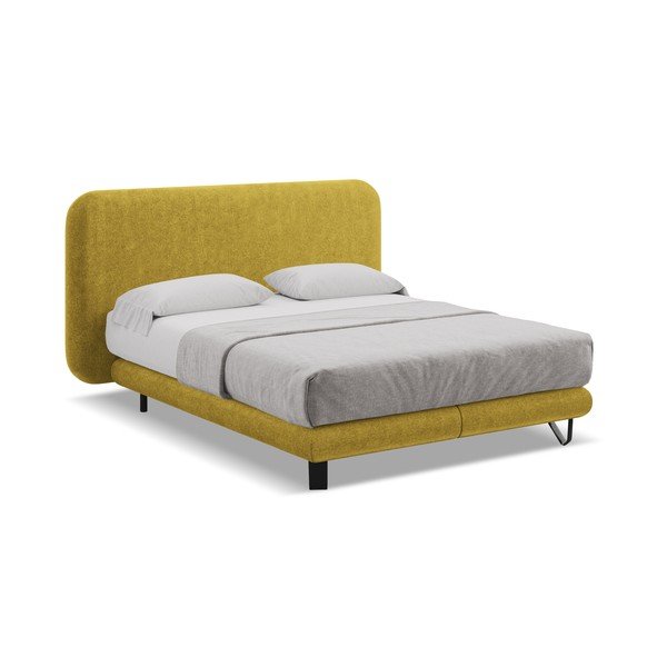 Letto boxspring in senape 180x200 cm Ilima - Makamii-image-1