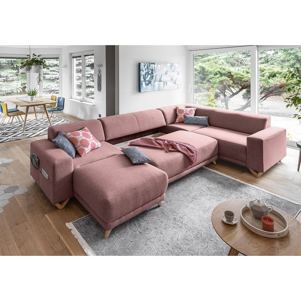 Divano angolare rosa allungabile e con contenitore (penisola a destra/a U) Classy Sophie – Miuform-image-4