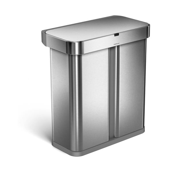 Bidone senza contatto in acciaio inox per rifiuti differenziati 58 l Dual - simplehuman