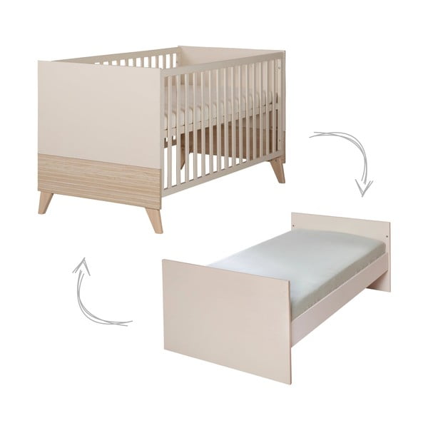 Lettino beige con altezza regolabile 70x140 cm Sidney – Roba-image-2