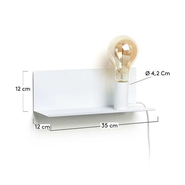 Lampada da parete bianca con mensola Hannah - Kave Home-image-3