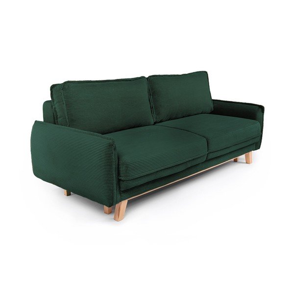Divano verde scuro allungabile/con contenitore con rivestimento in velluto a coste 218 cm Tori – Bonami Selection-image-1