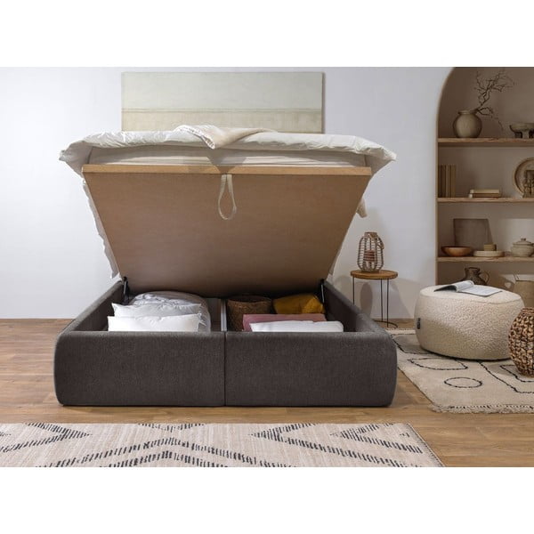 Letto matrimoniale in grigio scuro imbottito con spazio contenitivo con griglia inclusa 180x200 cm Garance – Bobochic Paris-image-3