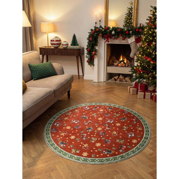Tappeto rotondo rosso/verde a tema natalizio ø 200 cm Toy's Delight Nostalgic Noel Red Green – Villeroy&Boch-image-1