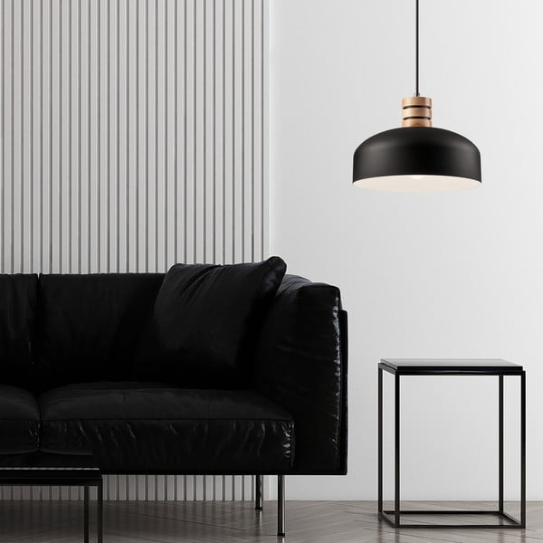 Lampadario nero con paralume in metallo ø 30 cm Cosmo – LAMKUR-image-1