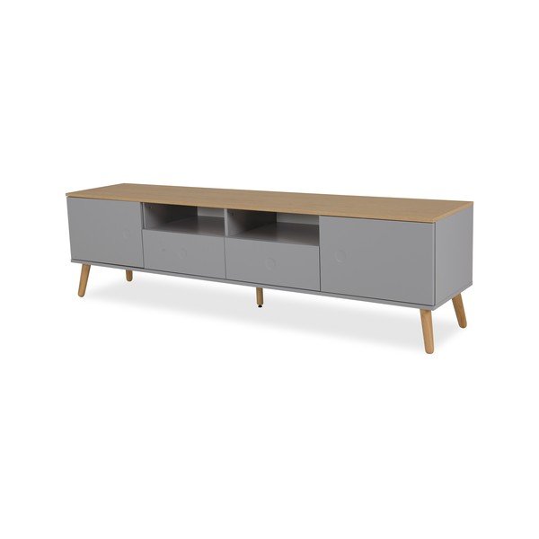 Tavolo TV grigio con gambe in rovere, larghezza 192 cm Dot - Tenzo-image-2