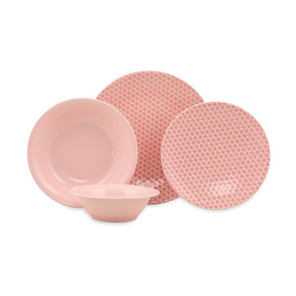 Set di 24 pezzi di piatti in porcellana rosa e bianca Amelia - Kütahya Porselen