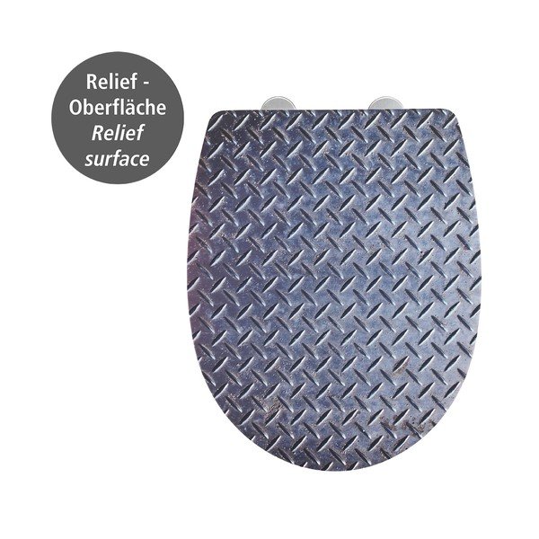 Sedile del water grigio e bianco - Wenko-image-2