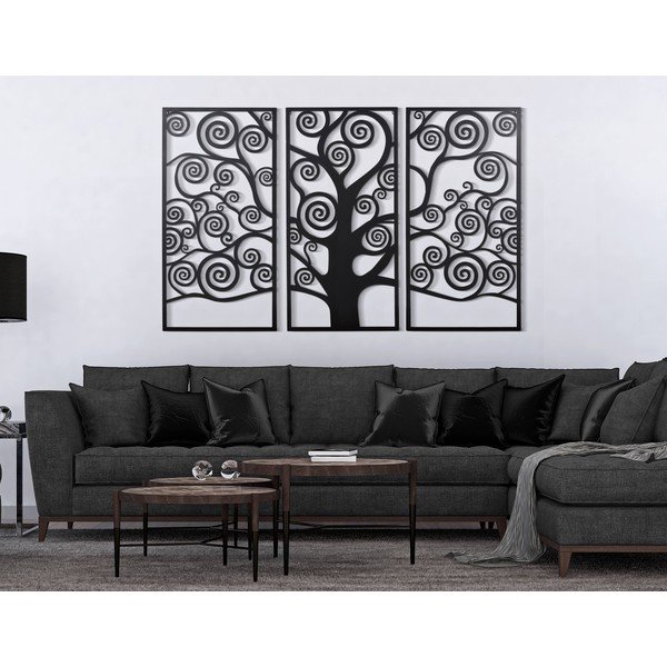 Decorazione da parete nera in 3 pezzi Albero Della Vita - Mauro Ferretti-image-1