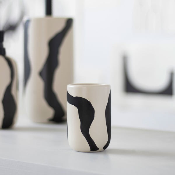 Tazza in ceramica bianca e nera per spazzolini da denti Icon - Mette Ditmer Denmark-image-3