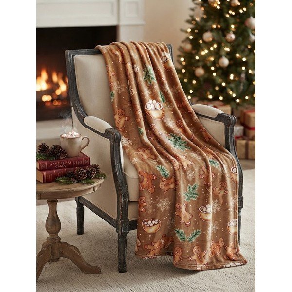 Coperta marrone a tema natalizio 150x200 cm Vánoční pohoda – My House-image-1