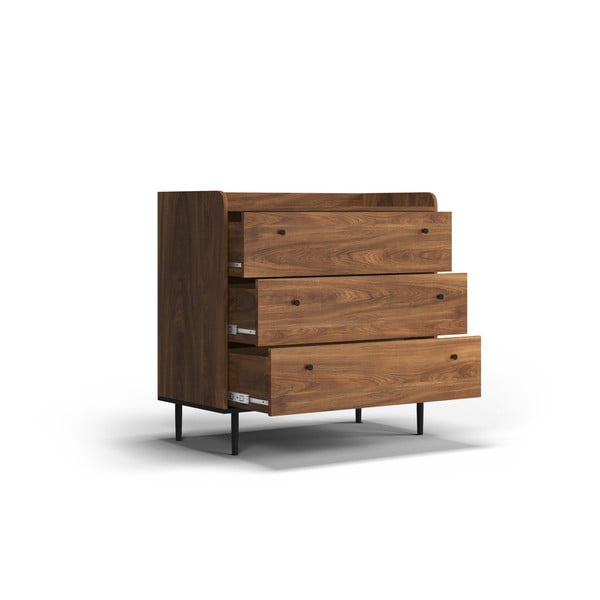 Cassettiera bassa in noce 90x90 cm Ely - Cosmopolitan Design-image-4