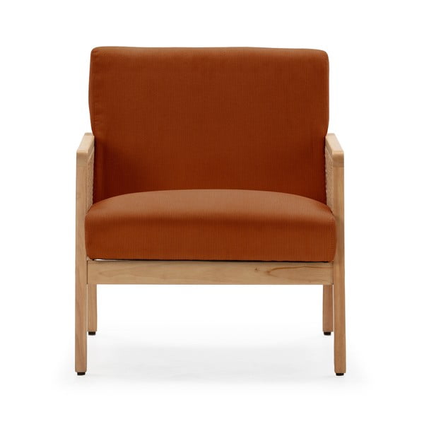 Poltrona con trama color mattone con rivestimento in velluto a coste Debra – Marckeric-image-2