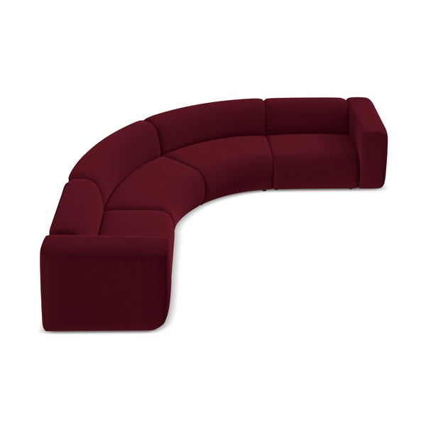 Divano angolare burgundy con rivestimento in velluto Ekahi – Makamii-image-3