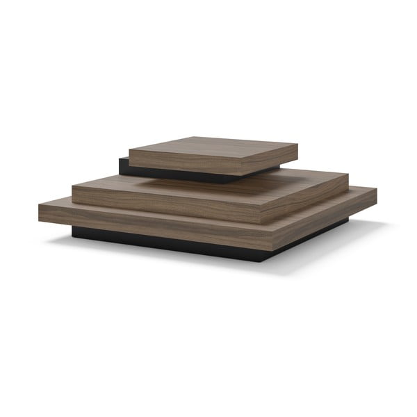 Tavolino in noce decorato in nero-naturale 110x110 cm Slate - TemaHome-image-2