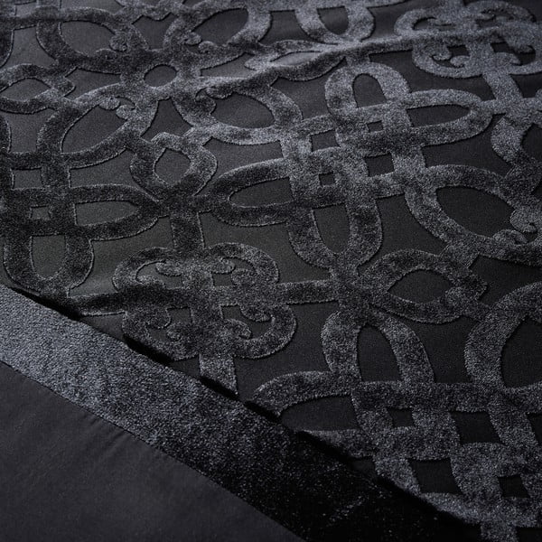 Set copripiumino e federa nero in velluto per letto matrimoniale e per letto esteso 230x220 cm Lattice Cut – Catherine Lansfield-image-3