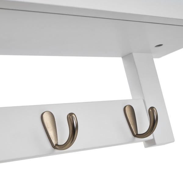 Appendiabiti da parete in bambù bianco con ripiano - Casa Selección-image-2