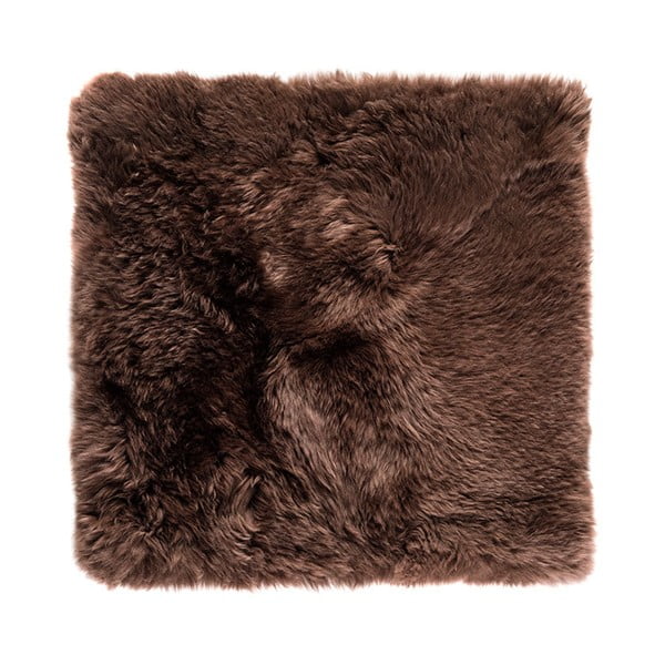 Tappeto in pelle di pecora marrone scuro Zealand Square, 70 x 70 cm - Royal Dream