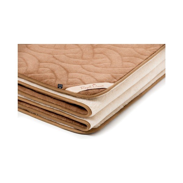 Coperta in lana cammello marrone e beige Linee, 220 x 200 cm - Royal Dream