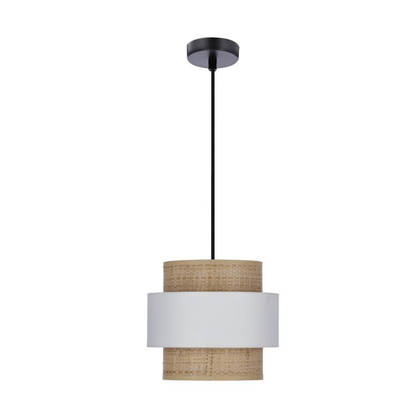 Lampada a sospensione con paralume in rattan bianco e naturale ø 20 cm Rattan - Candellux Lighting