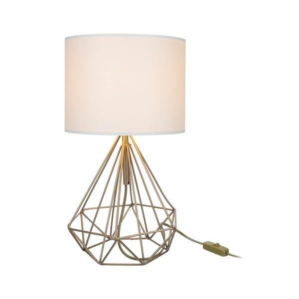 Lampada da tavolo con paralume in tessuto color crema-oro (altezza 46,5 cm) Pena - Squid Lighting