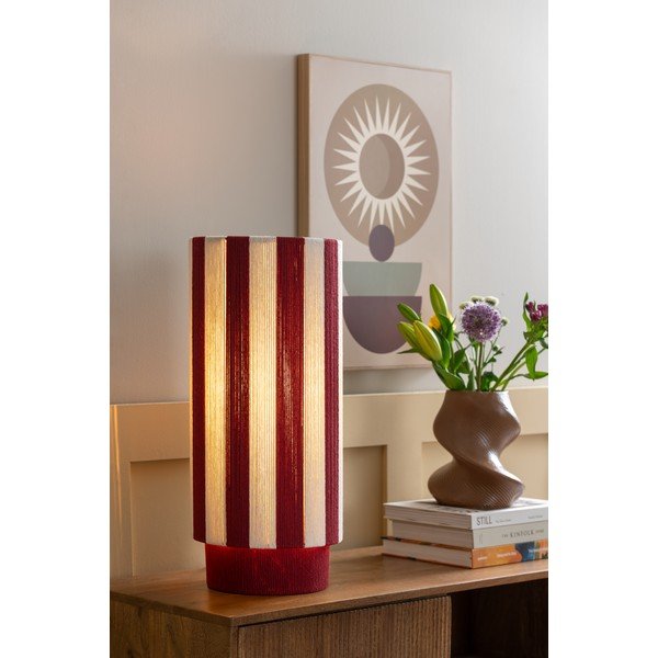 Lampada da tavolo rossa/bianca con rivestimento in corda (altezza totale 58 cm) Vienna Stripes – Leitmotiv-image-1