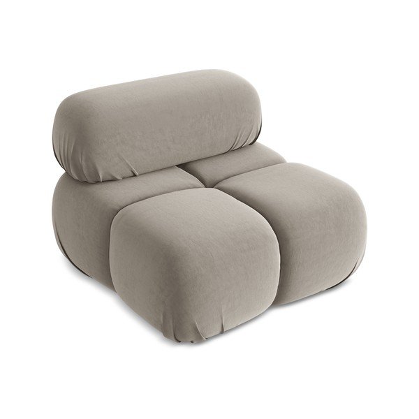 Parte divano componibile beige con rivestimento in velluto Lokua – Makamii-image-2