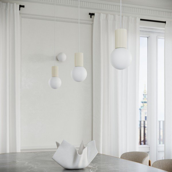 Lampadario color crema con paralume in vetro ø 12 cm Orbital – Sollux-image-1