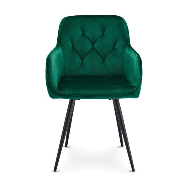 Sedie da pranzo in velluto verde in un set di 2 pezzi Nadja - Furnhouse-image-1