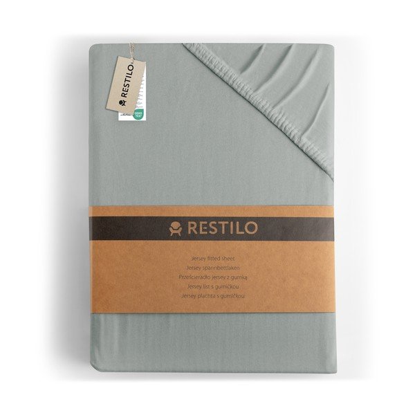 Lenzuolo con angoli grigio chiaro in jersey 90x200 cm Amber – Restilo-image-4