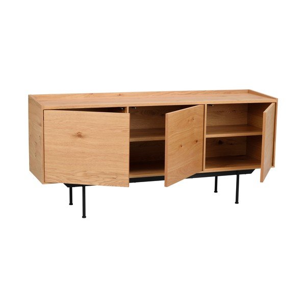 Cassettiera bassa in rovere decorato in colore naturale 160x74 cm Brewerton - Rowico-image-3