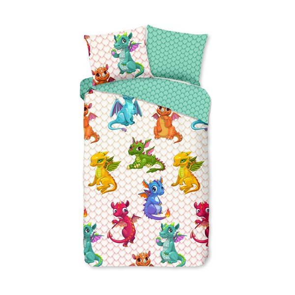 Set copripiumino e federa da bambini in cotone per letto singolo ed esteso 140x220 cm Dragons – Good Morning