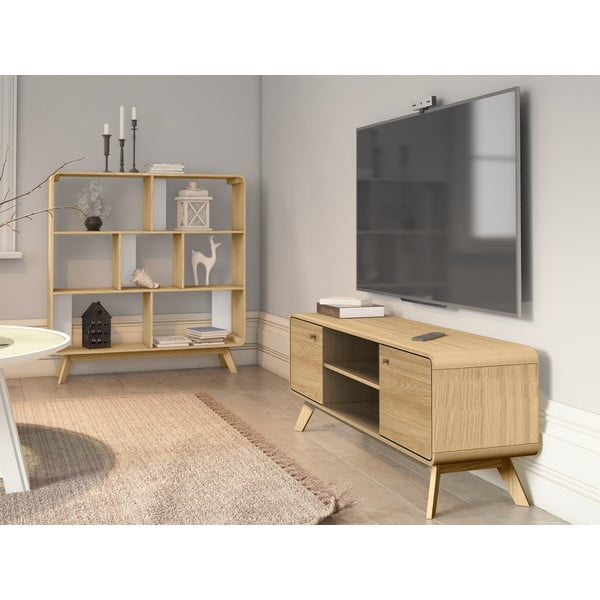 Tavolo TV in rovere colore naturale 140x53 cm Cassie - Støraa-image-1